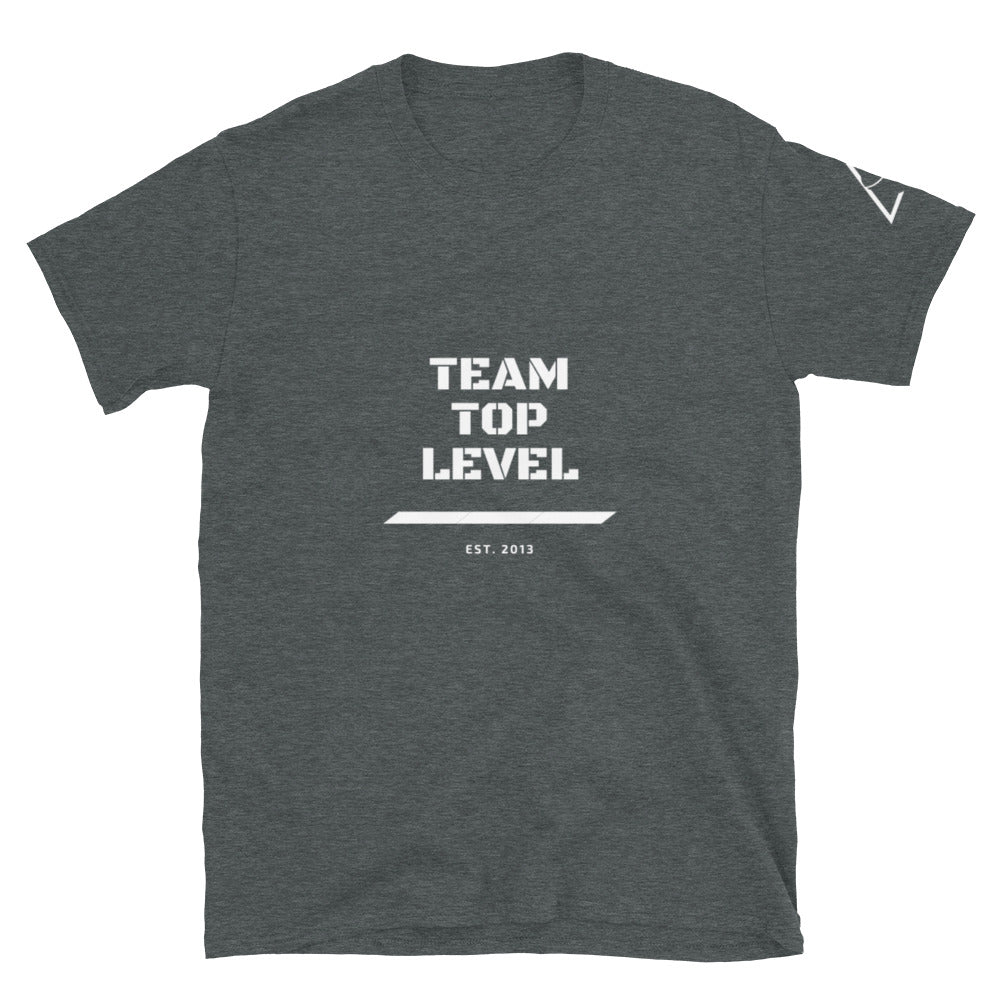 Short-Sleeve Unisex Team Top Level Tee ( WHITE FONT )